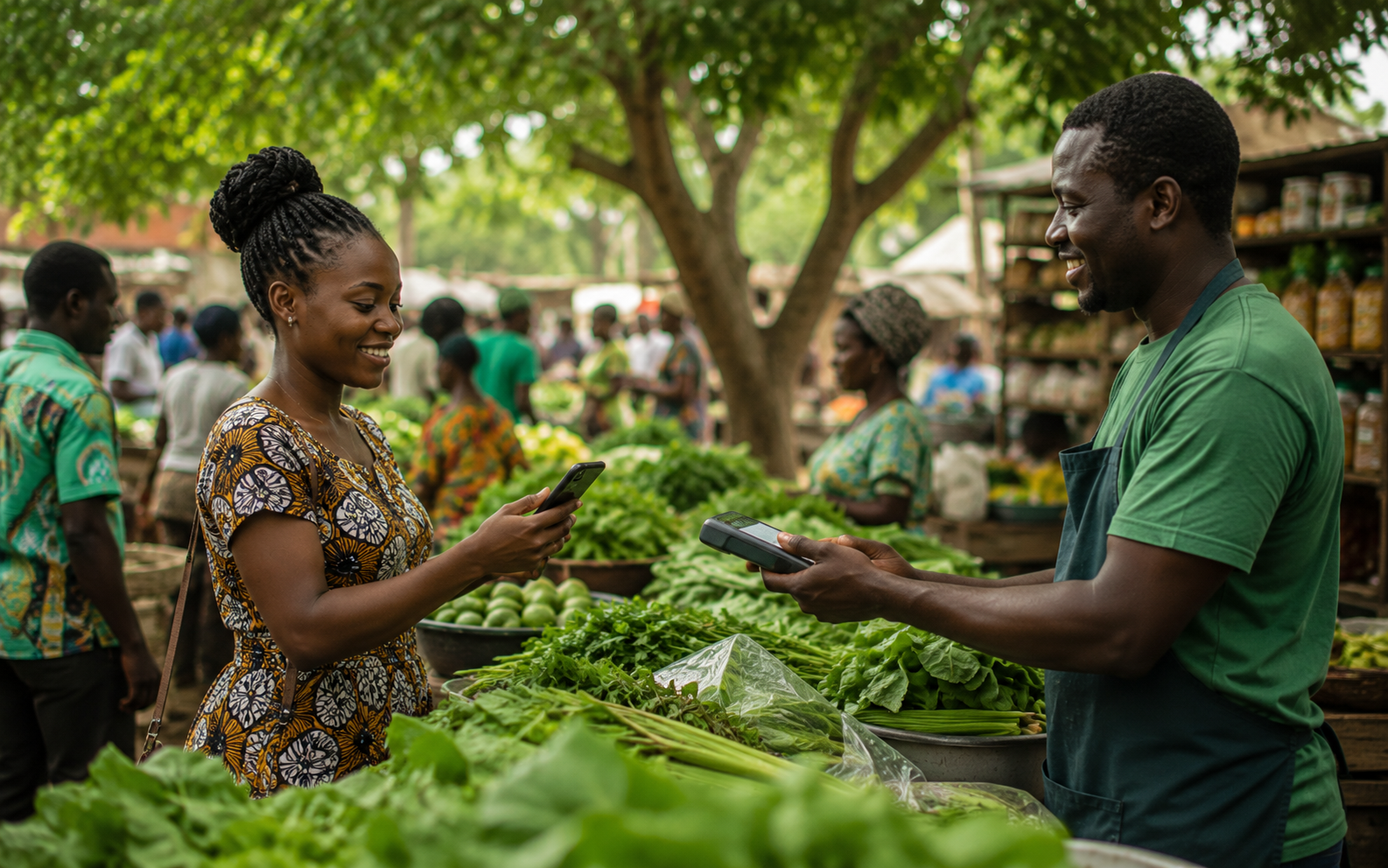 Mobile payment at a green produce market
